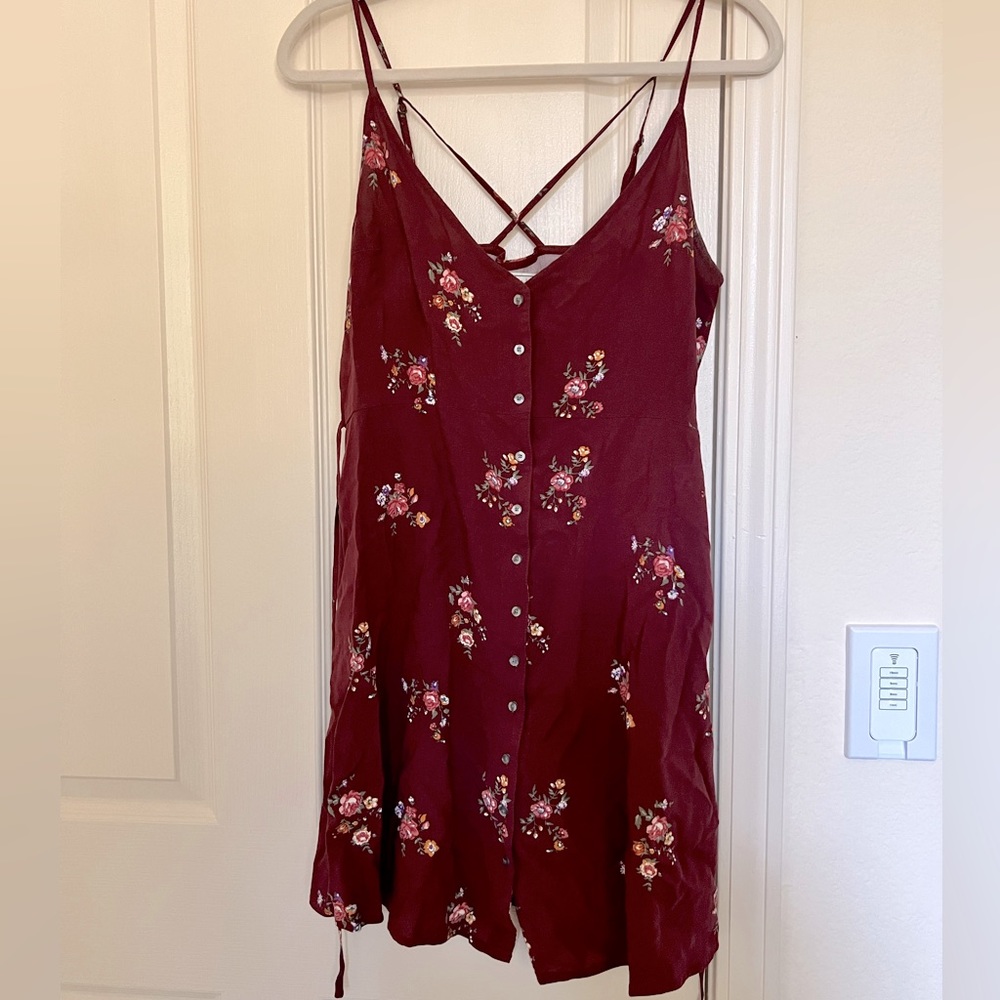 Abercrombie and fitch burgundy fall floral dress. Size medium